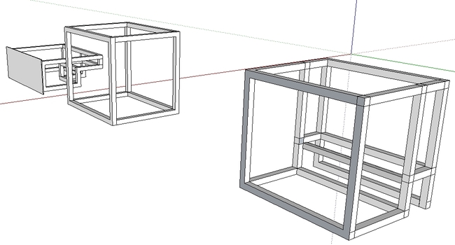 Ontwerp lade en kubussen